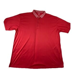 Horn Legend Polo Shirt Men 3XB Red Performance Luxury Stripe Collar Short Sleeve